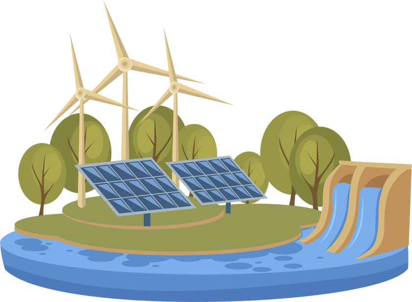 Eco energy. Illustration of green energy. Windmill. Natural.